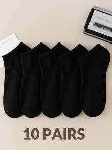 5 Pairs Women Plain Short Socks, White Color Versatile Ankle Socks For Spring & Summer, Fall - Multicolor - View 8