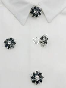 1pc Nút bao khuy măng sét cho nam nữ, Nút bao cho áo sơ mi tuxedo, Đế đồng + Hoa đá giả, Nút trang trí cho đồ thủ công, Vỏ nút bao phụ kiện lạ mắt cho doanh nghiệp Tiệc hàng ngày Quà tặng đám cưới - Hoa - Xem 6