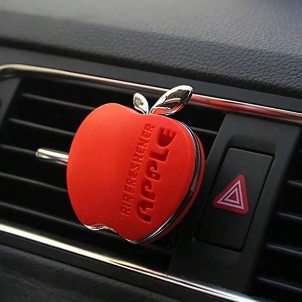 1pc Rosa Maçã Em Forma De Ambientador De Carro Com Aroma Floral - Design De Clipe De Ventilação Decorativo, Inclui Inserção De Fragrância, Ótimo Para Acessório De Interior De Veículo, Aroma De Interior De Carro | Design Em Forma De Maçã | Ambientador De Longa Duração