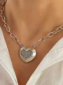 1pc Mother's Day Love Rhinestone S OT Clasp Necklace, Simple Atmosphere Commuter Necklace ( Material)