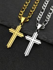 Stainless Steel Cross Necklaces For Men Gold Silver Color Hip Hop Man Necklace Jewelry