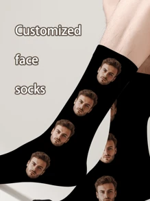 1 Pair Custom Face Socks, Custom Photo Sock, Custom Printed Socks, Personalized Funny Face Socks, Custom Picture Socks, Put Any Face On The Socks, Anniversary Gift, Valentine Gift, Birthday Gift, Wedding Gift, Mother's Day Gift, Father's Day Gift, Best Friend Gift, Gift For Mom/Dad, Gift For Girlfriend/Boyfriend, Gift For Her/Him - Multicolor - View 3