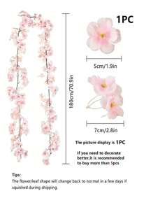 1/3/5 piezas Guirnaldas artificiales de flores de cerezo de primavera falsas de 1,8 m para decoración de fondo de boda, fiesta, habitación, pared, decoración japonesa kawaii, interior y exterior, regalos de cumpleaños, decoración, regalo, boda, artículos de boda, decoración de boda, decoraciones artificiales, regalos, fiesta de boda, decoración del hogar, rosa, rosa decorativa, estilo decorativo