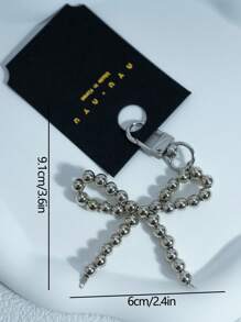 Sweet Faux Pearl Bow Charm Decorative Keychain/Handbag Accessory Bows Summer - Silver - View 3