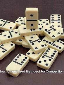 1pc/2pcs Mini Domino Tiles, Portable - Classic Checkerboard Game, - Standard Domino Tile Set 28 Pieces Black Box, Black/Cream Medium Domino Tiles - 1 Set Of 28 Ivory Tiles - Classic Family Game Hardboard Box