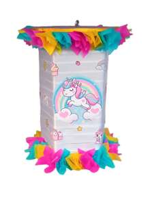 Unicorn Spinning Pinata 50cm Height - White - View 1