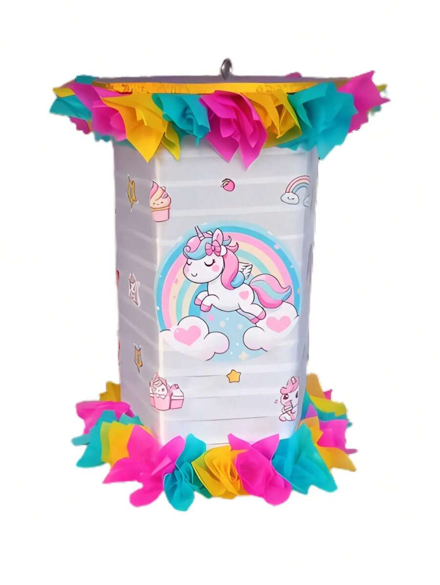 Unicorn Spinning Pinata 50cm Height - White - View 1