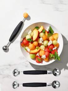 2 件不锈钢水果球勺，光滑圆形瓜球勺，适用于西瓜、冰淇淋、水果、冰棍、肉丸 - 彩色 - 查看 9