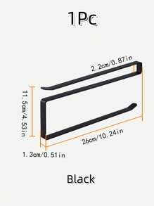 1pc 26*1.3cm Punch-Free Iron Kitchen Tissue Storage Rack, Minimalist Black Hanging Storage Rack For Home