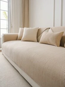 1PC Solid Color Simple Striped Design Non-Slip Sofa Cover, All-Season Home Decoration Sofa Pad, Suitable For Home, Bedroom, Study, Living Room And Office Gifts Birthday Graduation Couch Cover Sofa Covers Room Decor Living Room Decor
