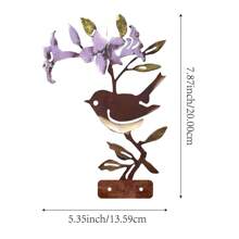 1 件彩色铁鸟和花篱笆装饰品，生锈系列花园装饰户外草坪雕像，装饰花园桩礼物 - 彩色 - 查看 12