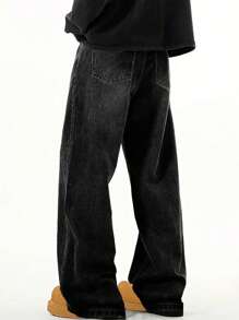 Teen Boys' Loose Relaxed Fit Pocketed Wide Leg Casual Jeans