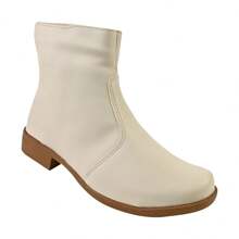 Women's Short Boot Country Low Heel Side Zipper Comfortable And Fashionable - Rượu sâm banh - Xem 2