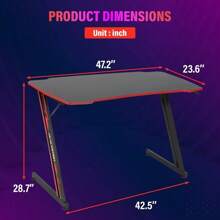 47-Inch Modern Z-Shaped Computer Desk For Home Office With Convenient Headphone Hook - Stylish And Functional Workstation