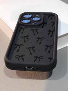 Funda de teléfono con nudo de lazo y diseño simple pintado de negro compatible con 16/15/XR/16 Pro Max/7P 8P/P12 Pro Max/P13 Pro Max/P14 Pro Max/P13/P14/P11/P12/P14, cubiertas suaves anti-caída para XS/S/XS Max/7 8 GES2, A03s, A03 Core, A04, A12, A13, A14, A21s, A22, A23, A24, A32, A33 A34, A5 A51 A52, A53, A54, estuches protectores de teléfono gruesos y con diseños encantadores