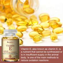 Bcuelov Vitamin E Capsule 450 Mg - Antioxidant, Support Hair, Skin, Nails, Eye Health -120 Softgels - 1 chai - Xem 9