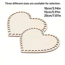 2pcs/Set Natural DIY Heart-Shaped Woven Wooden Basket, Crochet Crafting Background Wooden Base
