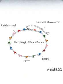 New Colored Heart Shaped Anklet, Minimalist Design, Versatile For Women - Heart Foot Ornaments - View 2