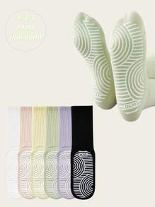 1/3/5 Pairs Women's Random Multi-Color Pilates Non-Slip Socks, Suitable For Fitness, Yoga, Floor Exercise - Multicolor - View 2