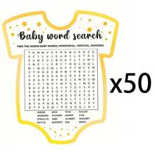 10/25/50/100 件青少年洗礼游戏、婴儿字母搜索游戏卡、婴儿洗礼派对用品和活动、性别揭秘游戏、婴儿洗礼礼品 - 黃色 - 查看 7