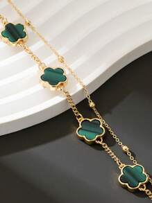 1 pièce Bracelet simple et élégant pour homme avec pendentif trèfle porte-bonheur, cadeau d'anniversaire pour une utilisation quotidienne (le nombre de perles de la première couche est aléatoire, à l'exclusion de la boîte-cadeau)