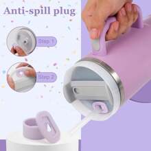 Accesorios especialmente diseñados para tazas, accesorios para tazas con estilo de lazo morado, de 30 y 40 onzas, tapa con pajita de silicona, colgante con letra de identificación, letras autoadhesivas Schunier. Cubierta protectora para tazas y varios accesorios