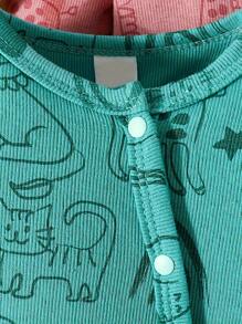 Baby, Junge, Junge, bequemer, atmungsaktiver Jumpsuit, süßes Tiermuster, Rundausschnitt, Langarm, einfaches Knopfdesign, Krabbelhilfe, Jumpsuit, Jumpsuit