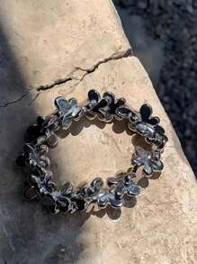 1 件银色蝴蝶手工串珠发绳复古链式手链脚链可爱银色弹力甜美女孩银色蝴蝶全绳手链可用作发饰 - 彩色 - 查看 5