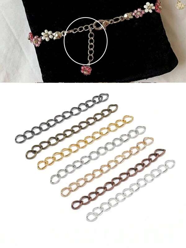 100pcs/Pack 50mm & 70mm Necklace Extension Chain, Bulk Bracelet Extension Chain Ends For DIY Jewelry Making Accessories