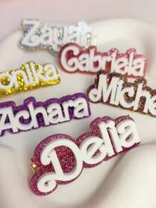 Customizable Acrylic Name Hair Clip - Personalized 3D Double-Layer Letter Design, Long Rectangle Duckbill Barrette For Everyday Styling & Unique Gift Idea, Creative, Hair Clip
