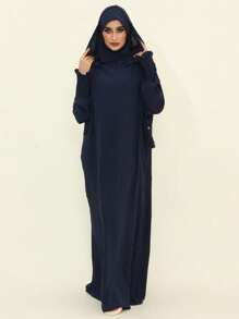 1pc Women Fashion Loose Fit Crinkled Chiffon Hooded Scarf, Abaya Design, Suitable For Spring, Summer, Autumn Daily Wear