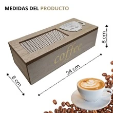 Tea/Coffee Organizer Box Wooden 3 Compartments Minimalist - Beige Box - View 2