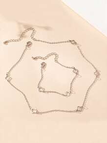 1pc Metal Minimalist Hollow Long Clover Necklace, Lucky Flower Chain Pendant Necklace For Daily, Party, Vacation Wear, A Stylish Accessory Gift For Friends And Girlfriend Valentines,Mom,Mother,Mother's Day,Gift