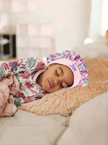 Bonnet de sommeil personnalisé pour bébé, bonnet de sommeil satiné avec imprimé de dessin animé mignon pour enfants, bonnet rond à large bord élastique protégeant les cheveux, doux et élastique, parfait pour les garçons, les filles, les anniversaires et l'usage quotidien, multifonctionnel, ornemental, lettrage, élégant, moderne, coloré, mignon, adorable, décontracté, doux, personnalisé, personnalisé, unique, personnalisé, cadeaux pour bébé, cadeaux idéaux pour lui, cadeaux idéaux pour elle, fils, fille