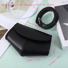 1 件女士腰包，PU 皮革，时尚皮带腰包，迷你斜挎包 - 黑色 - 查看 5