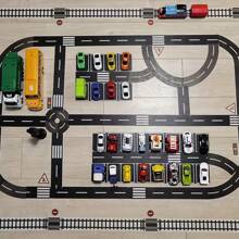 10pcs Reusable Cartoon Race Track Stickers, Black Polyurethane Race Track Tapes, Suitable For Party Car Decoration, Pre-Pasted Glitter Effect, Car Themed Birthday Party Racing Game Party Supplies