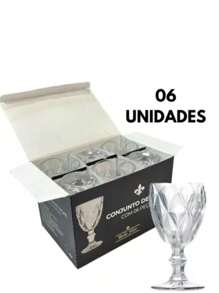 Conjunto 6 Taças de Vidro 340ml Transparente Furta-Cor e Âmbar Elegância para Todas as Ocasiões