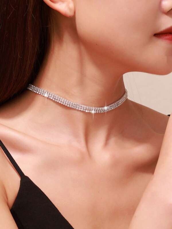 An Elegant Multi-Row Silver-Plated Necklace, Suitable For Ladies To Wear Everyday In Summer, Gioielli,Collane Estive