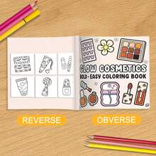 (Original, Papel grueso mejorado, páginas interiores de 120g, Versión 2025, 7.9*7.9 pulgadas, 24 páginas, Impresión de un solo lado) 1 pieza Libro para colorear para adultos con tema de cosméticos, para aliviar el estrés, con hermosos patrones y líneas claras, adecuado para el Día de San Valentín, cumpleaños, Pascua y otras fiestas, una excelente manera de relajarse