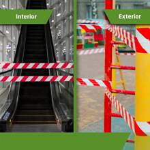 CILIA 4.5cm X 100m (1.77in) Caution Tape, Danger, Construction Site, Work Area - Red and White - View 6