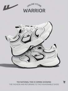 WARRIOR 1 Pair Women's Sporty Breathable Lightweight Lace-Up Thick Sole Soft Bottom Low-Top Outdoor Sports Casual Shoes - Black - View 1