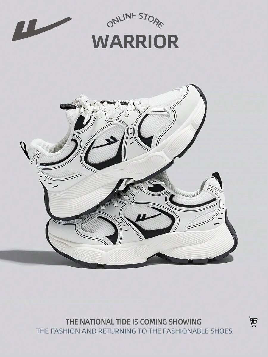 WARRIOR 1 Pair Women's Sporty Breathable Lightweight Lace-Up Thick Sole Soft Bottom Low-Top Outdoor Sports Casual Shoes - Black - View 1