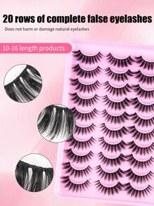 20 Pairs Natural Looking Fluffy False Eyelashes, Faux Mink Eyelashes, Cat Eye Lashes, Soft & Reusable Eyelash Strips