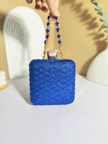 Luxury Rhinestone Square Evening Bag, Elegant Bling-Bling Clutch Purse, Women's Dress Handbag For Wedding Party Prom Banquet - Perfect For Carnival Mardi Gras Music Festival