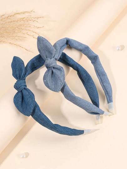 2 Stücke dunkelblaue Haarbögen für Mädchen, süße Schleifenhaarbögen, vintage Haarreif, elegante einfache Kopfbedeckung als Geschenk für Mädchen an Feiertagen, Haarspangen Kinderzubehör