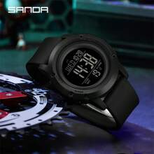 SANDA. Montre homme d'alarme SANDA, montre de mode électronique, montre de sport outdoor, montre de luxe multifonctionnelle étanche 5 bars, montre numérique LED
