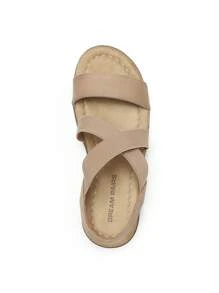 Women Low Wedge Heels Sandals Cross Strappy Slip On Flat Sandals Summer Comfortable Dressy Casual Vacation Walking Shoes - 杏色 - 查看 8