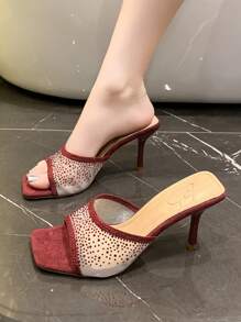 New Square Toe High Heel Sandals With Ankle Strap