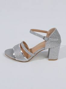Sandales à talons hauts pour femmes, style élégant et simple d'été, talon épais polyvalent, bout rond