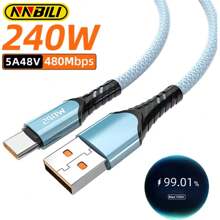 Cable de carga rápida USB Tipo C de 240W 5A compatible con Samsung S25 S24 S23 S22, Realme, 17 15 14 13 12 11, , OPPO, OnePlus (Nota: Este producto solo es compatible con el cargador original para lograr una potencia de 240W. Este producto no es compatible con iPhone para carga rápida) - 240W CA - Ver 2